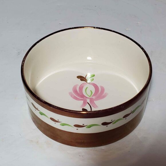 Gray's Pottery Trinket Box Pink Flowers Vintage - Picture 5 of 10